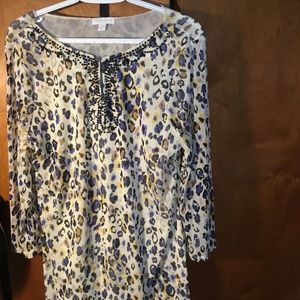 Charter Club XL Blue /black/tan/ gray with off white background.